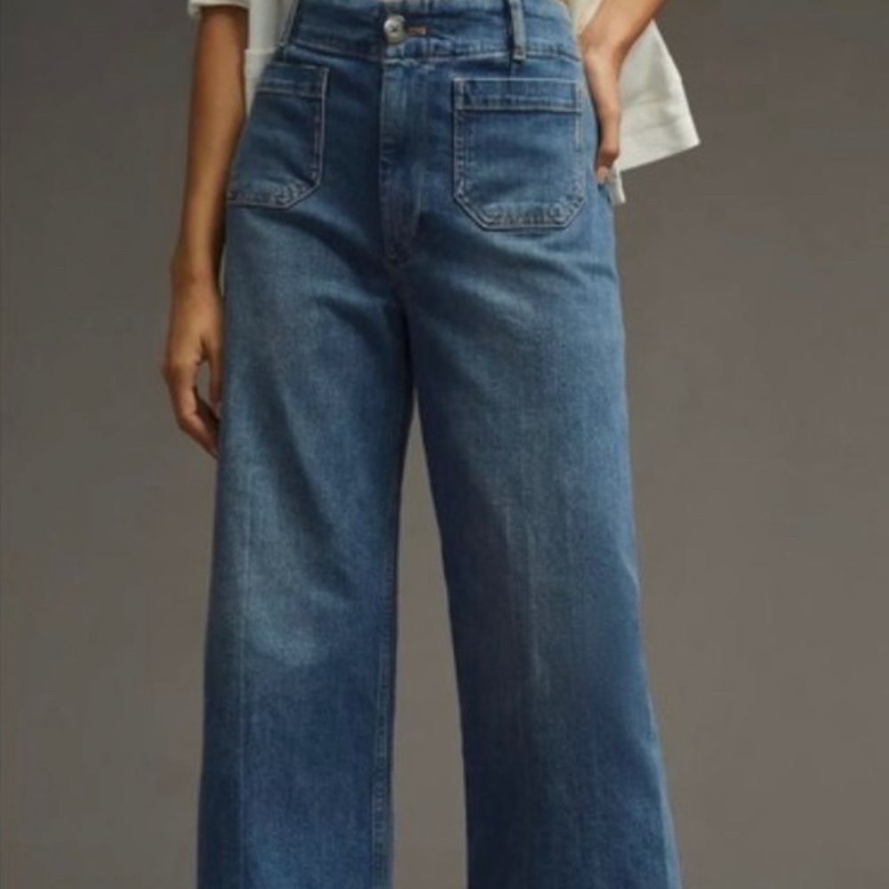 Anthropologie The Skipper Cropped Wide-Leg Jeans NWT 30